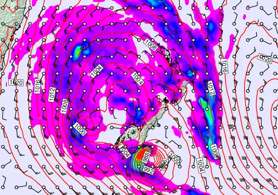 New Zealand forecast chart for Sunday, April 19th, 2026 at 12:00 AM