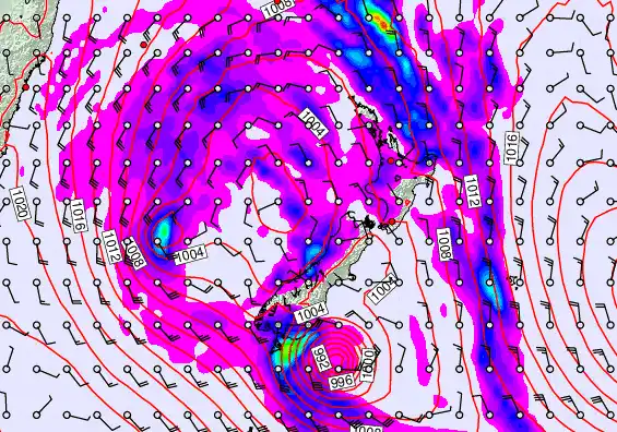 New Zealand forecast chart for Sunday, April 19th, 2026 at 6:00 AM