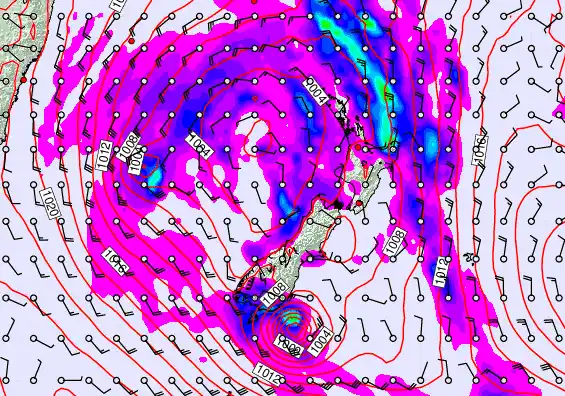 New Zealand forecast chart for Sunday, April 19th, 2026 at 12:00 PM