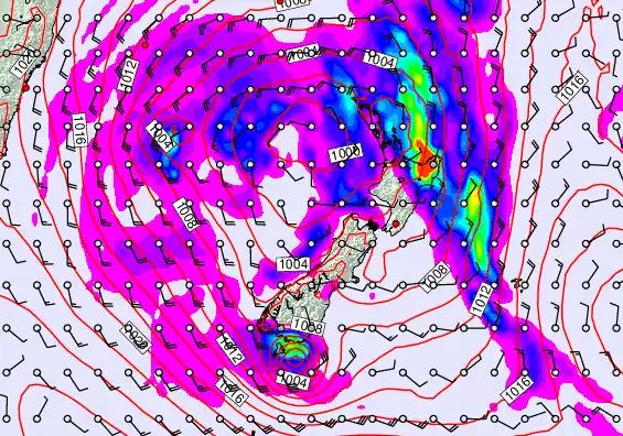 New Zealand forecast chart for Sunday, April 19th, 2026 at 6:00 PM