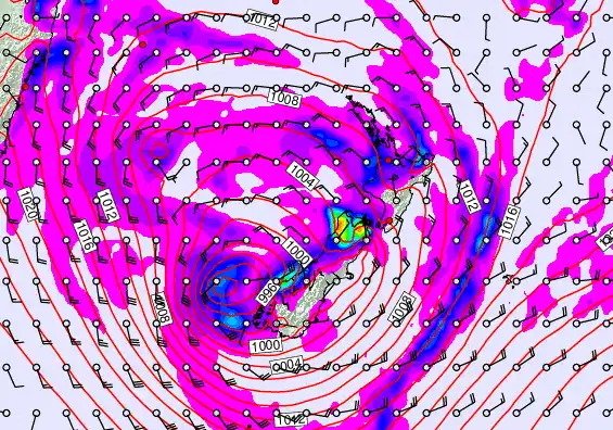 New Zealand forecast chart for Tuesday, April 21st, 2026 at 6:00 AM