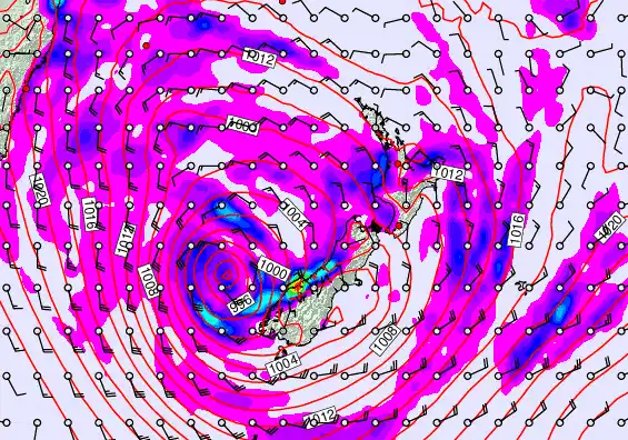 New Zealand forecast chart for Tuesday, April 21st, 2026 at 12:00 PM