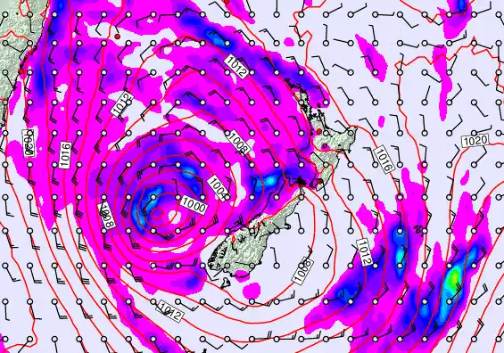 New Zealand forecast chart for Wednesday, April 22nd, 2026 at 12:00 AM