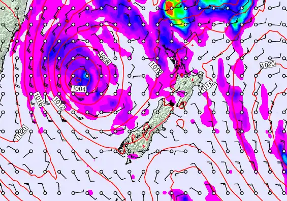 New Zealand forecast chart for Thursday, April 23rd, 2026 at 12:00 AM