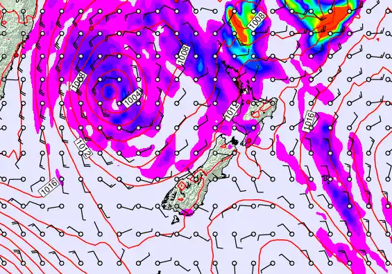 New Zealand forecast chart for Thursday, April 23rd, 2026 at 6:00 AM