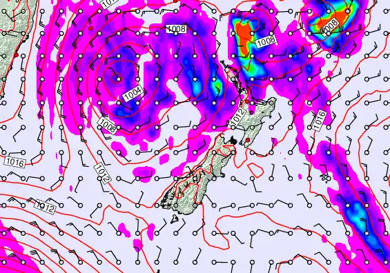New Zealand forecast chart for Thursday, April 23rd, 2026 at 12:00 PM