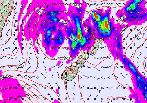 New Zealand forecast chart for Thursday, April 23rd, 2026 at 6:00 PM