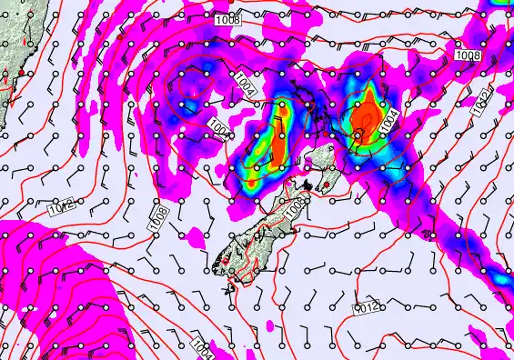 New Zealand forecast chart for Friday, April 24th, 2026 at 12:00 AM