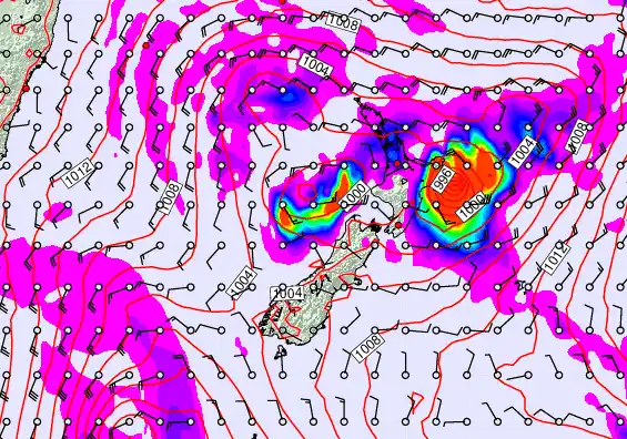 New Zealand forecast chart for Friday, April 24th, 2026 at 6:00 AM