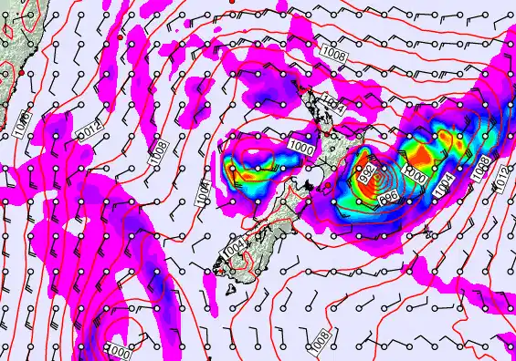 New Zealand forecast chart for Friday, April 24th, 2026 at 12:00 PM