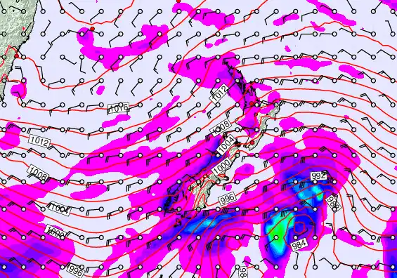 New Zealand forecast chart for Thursday, April 16th, 2026 at 12:00 AM