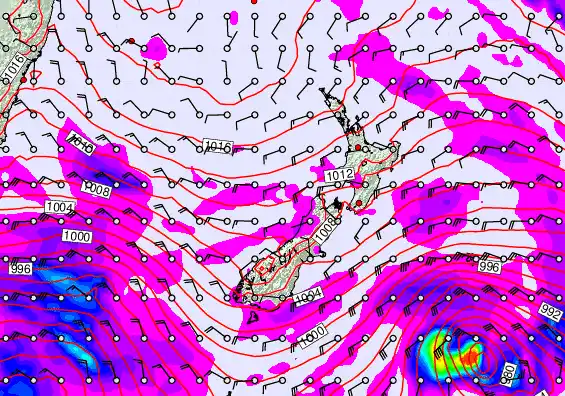 New Zealand forecast chart for Thursday, April 16th, 2026 at 12:00 PM