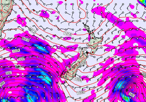New Zealand forecast chart for Thursday, April 16th, 2026 at 6:00 PM