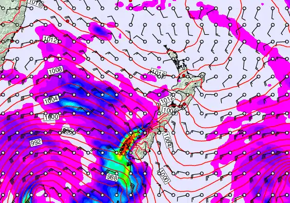 New Zealand forecast chart for Friday, April 17th, 2026 at 12:00 AM