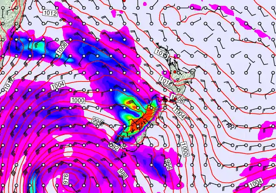 New Zealand forecast chart for Friday, April 17th, 2026 at 12:00 PM