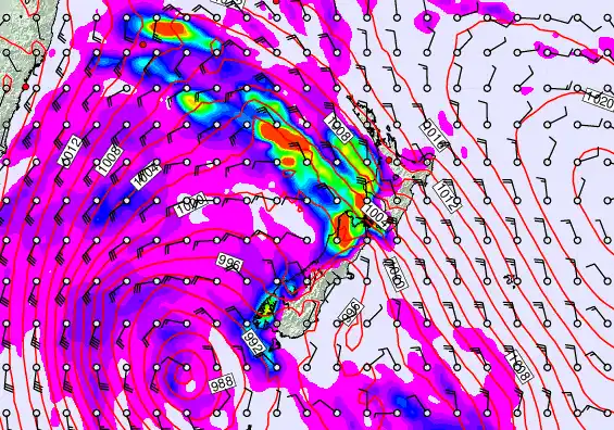 New Zealand forecast chart for Saturday, April 18th, 2026 at 12:00 AM