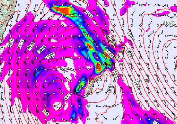 New Zealand forecast chart for Saturday, April 18th, 2026 at 6:00 AM