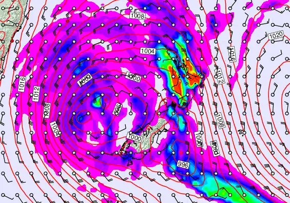 New Zealand forecast chart for Saturday, April 18th, 2026 at 6:00 PM