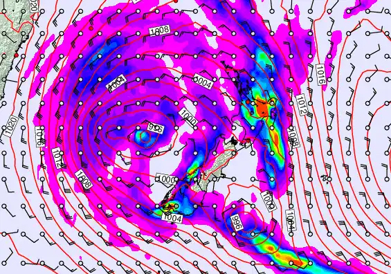 New Zealand forecast chart for Sunday, April 19th, 2026 at 12:00 AM