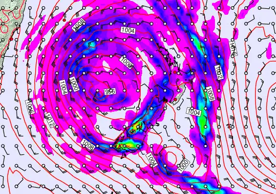 New Zealand forecast chart for Sunday, April 19th, 2026 at 6:00 AM
