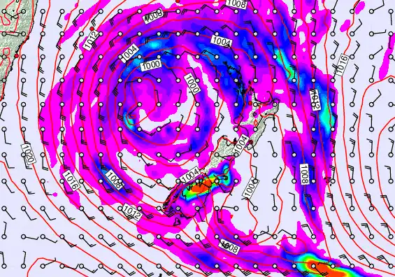 New Zealand forecast chart for Sunday, April 19th, 2026 at 12:00 PM
