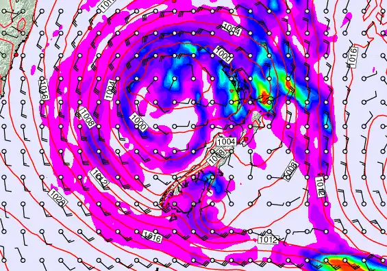 New Zealand forecast chart for Sunday, April 19th, 2026 at 6:00 PM