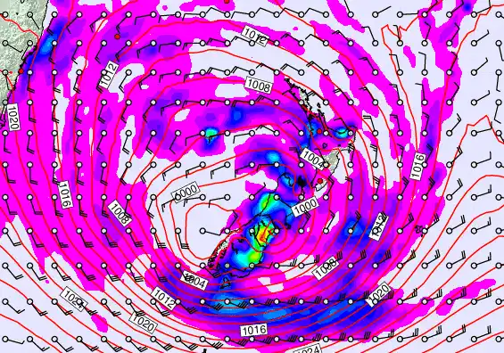 New Zealand forecast chart for Tuesday, April 21st, 2026 at 12:00 AM