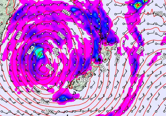 New Zealand forecast chart for Wednesday, April 22nd, 2026 at 12:00 AM
