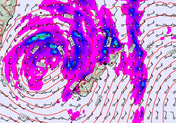 New Zealand forecast chart for Wednesday, April 22nd, 2026 at 12:00 PM