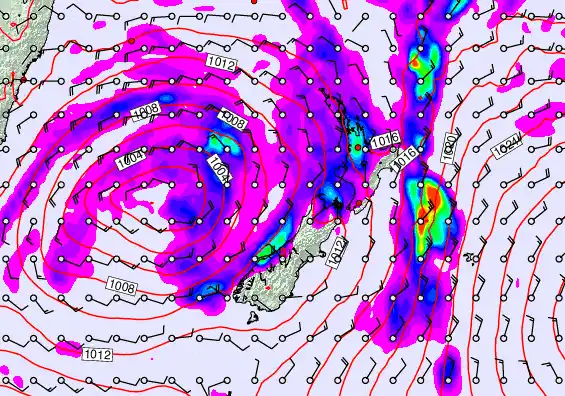 New Zealand forecast chart for Thursday, April 23rd, 2026 at 12:00 AM