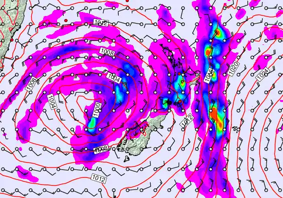 New Zealand forecast chart for Thursday, April 23rd, 2026 at 6:00 AM