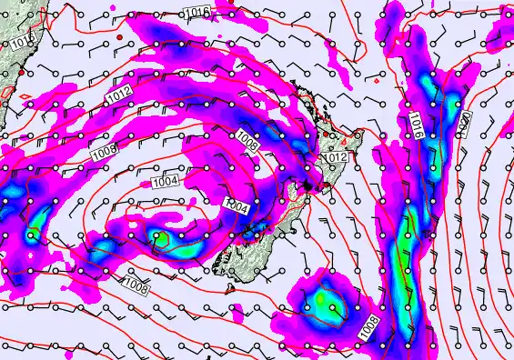 New Zealand forecast chart for Friday, April 24th, 2026 at 12:00 AM