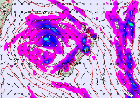 New Zealand forecast chart for Friday, April 24th, 2026 at 6:00 PM