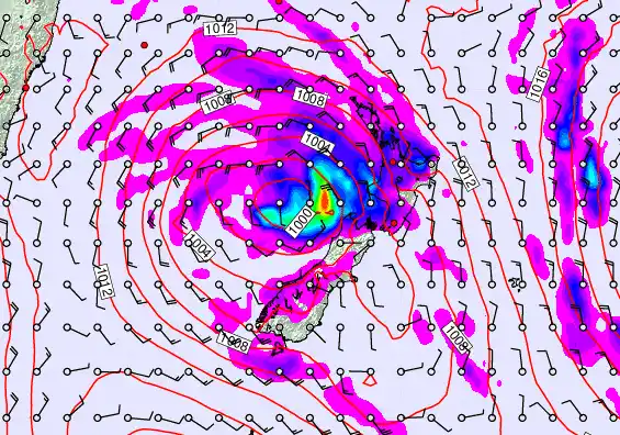 New Zealand forecast chart for Saturday, April 25th, 2026 at 6:00 AM