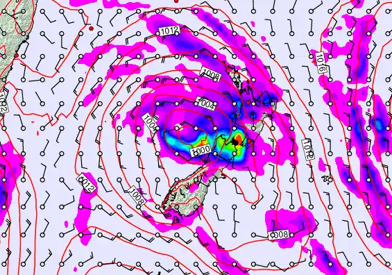 New Zealand forecast chart for Saturday, April 25th, 2026 at 12:00 PM