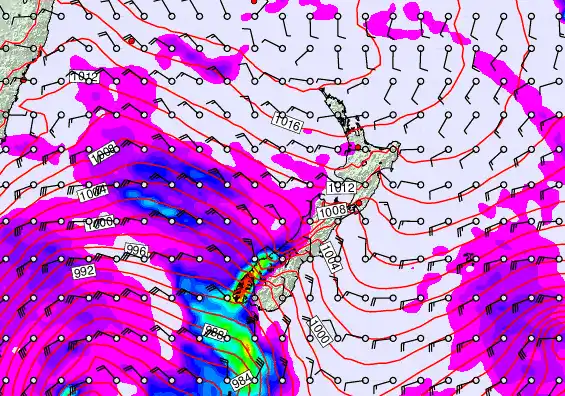 New Zealand forecast chart for Friday, April 17th, 2026 at 12:00 AM