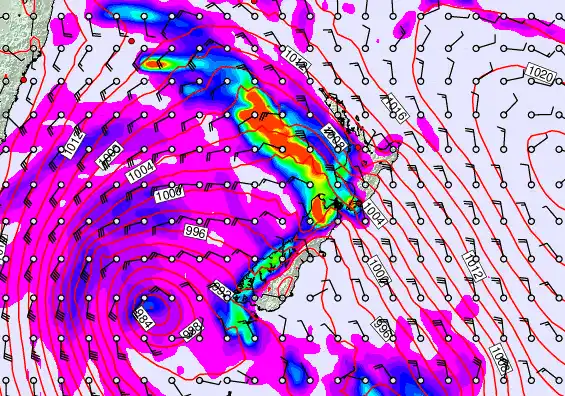 New Zealand forecast chart for Saturday, April 18th, 2026 at 12:00 AM