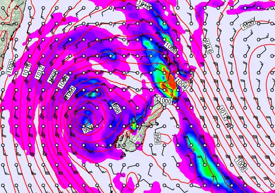 New Zealand forecast chart for Saturday, April 18th, 2026 at 12:00 PM