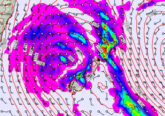 New Zealand forecast chart for Saturday, April 18th, 2026 at 6:00 PM