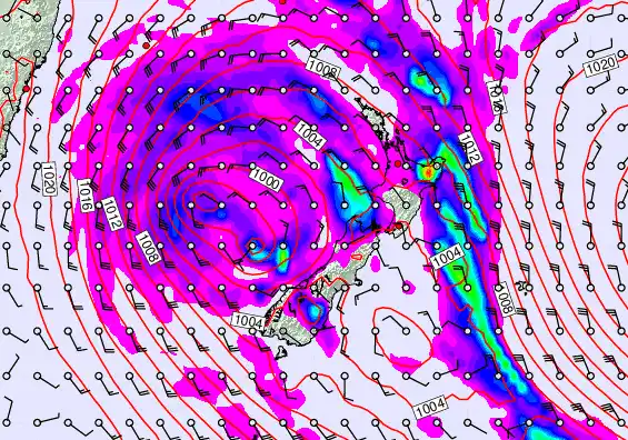 New Zealand forecast chart for Sunday, April 19th, 2026 at 12:00 AM