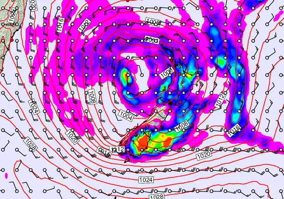 New Zealand forecast chart for Monday, April 20th, 2026 at 12:00 PM