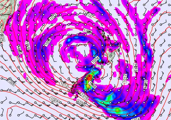 New Zealand forecast chart for Tuesday, April 21st, 2026 at 12:00 PM