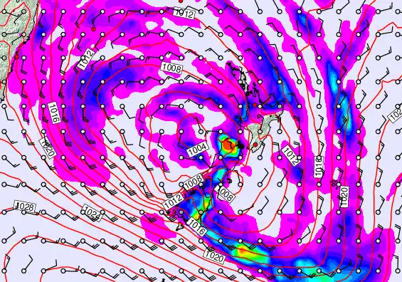 New Zealand forecast chart for Tuesday, April 21st, 2026 at 6:00 PM