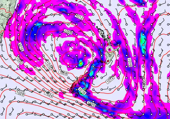 New Zealand forecast chart for Wednesday, April 22nd, 2026 at 12:00 AM