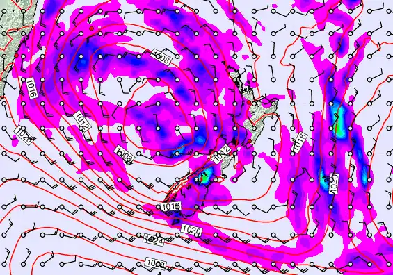New Zealand forecast chart for Wednesday, April 22nd, 2026 at 6:00 AM