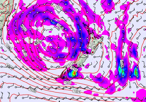 New Zealand forecast chart for Wednesday, April 22nd, 2026 at 12:00 PM