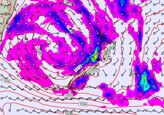 New Zealand forecast chart for Wednesday, April 22nd, 2026 at 6:00 PM