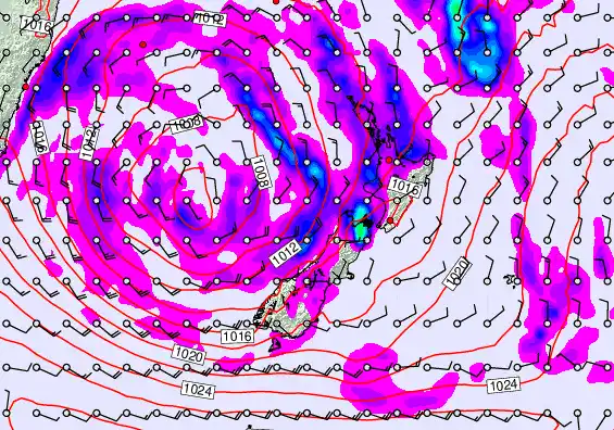 New Zealand forecast chart for Thursday, April 23rd, 2026 at 12:00 AM