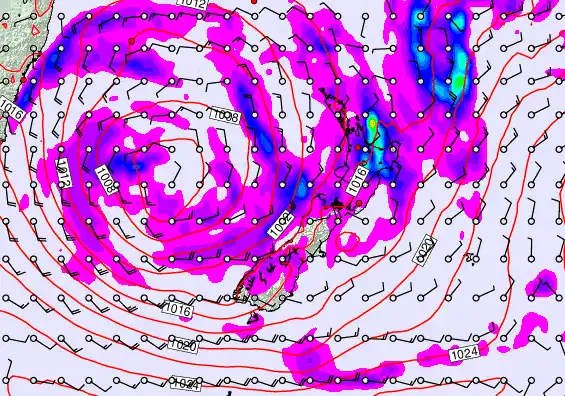 New Zealand forecast chart for Thursday, April 23rd, 2026 at 6:00 AM