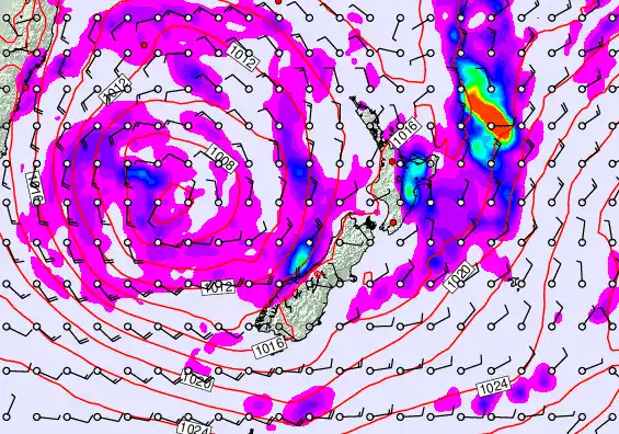 New Zealand forecast chart for Thursday, April 23rd, 2026 at 12:00 PM